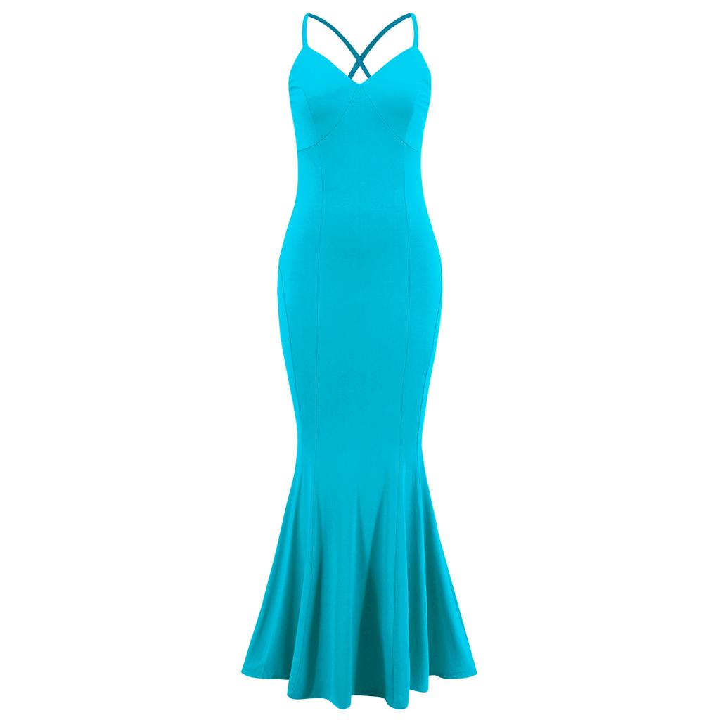 Women Floral Beach Vacation Bodycon Streetwear Maxi Dress Summer Clothes Fishtail Skirt