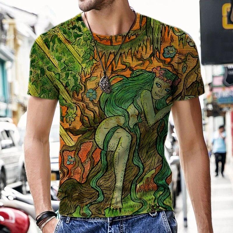 Illustrazione artistica dei tarocchi Motivo T-shirt da uomo stampata in 3D Moda casual Cool Street Harajuku Personalità Camicia stile 3D