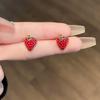2 fashionable and cute small strawberry earrings for women's daily wear and travel accessories