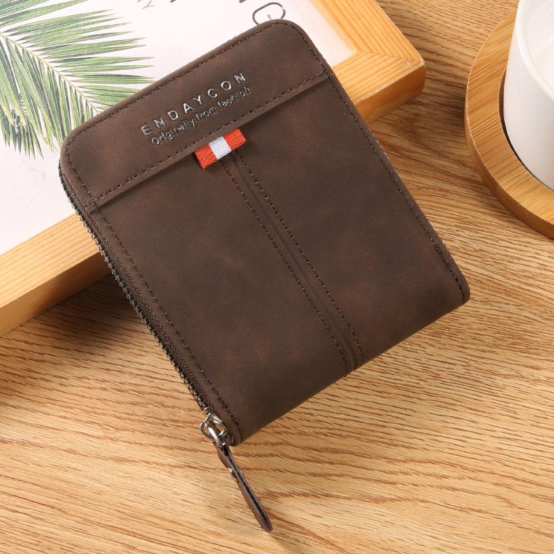 Men's Retro Casual Short Zipper Wallet with Buckle