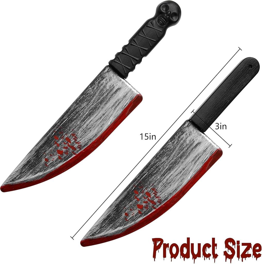 Halloween Blutiges Metzgermesser Requisite Gruseliges Plastik Slasher Hackmesser Requisiten für Halloween Spukhaus Kostümzubehör