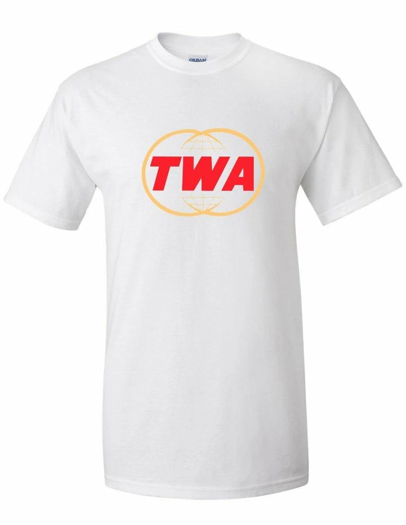 TWA Trans World Airlines Retro Logo Tee Shirt US Travel White Cotton T-Shirt XL