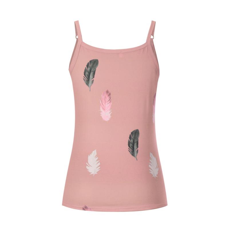 Summer Sleeveless Feather Printed Loose Women Tank Tops Fashion Plus Size Casual Vest Simple Office Ladies Blouse Female Camisole Women's Clothing