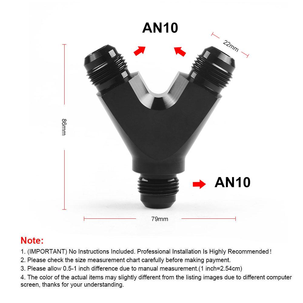 3-Way Y-Block Fitting Adapter AN6/AN10 6-AN/10-AN Male To 2X AN6/AN10 6-AN/10-AN Male BLACK