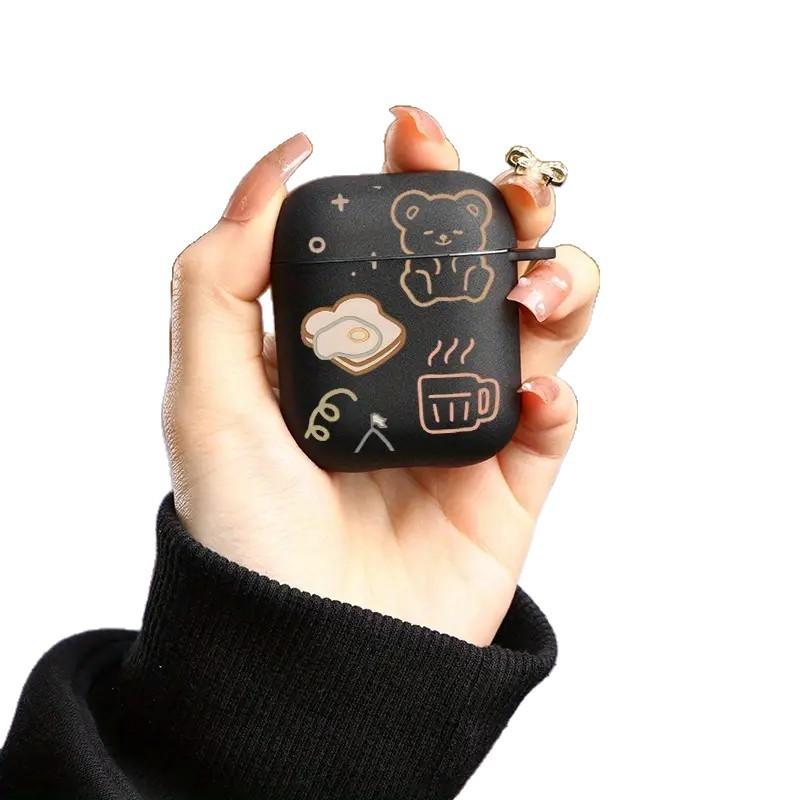 ins black bear bread suitable for AirPods1/1st generation protective case Apple pro/1 wireless bluetooth headset cover