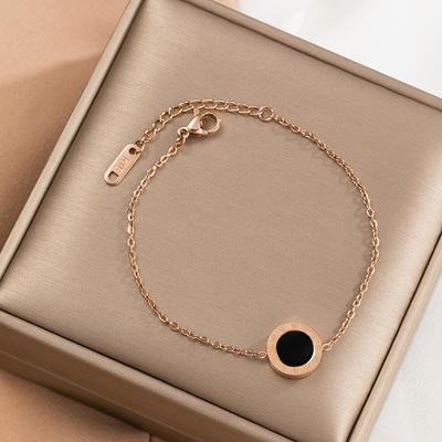 Simple Double Side Black White Shell Roman Numerals Women Bracelets Ladies Adjustable Stainless Steel Bracelet Jewelry