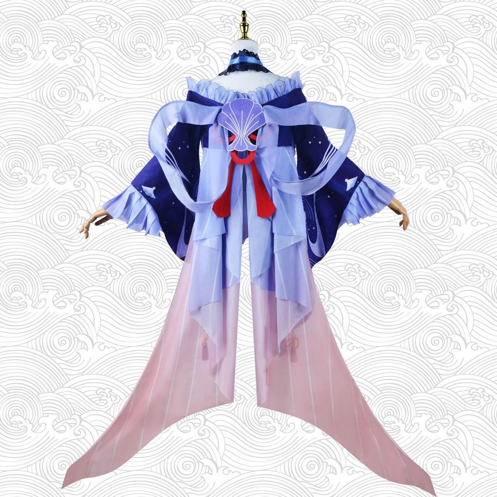 Sangonomiya Kokomi Cosplay Costume  Genshin Impact Kokomi Tube Top Dress Set Cosplay Costume Outfits with Back Decoration Wig