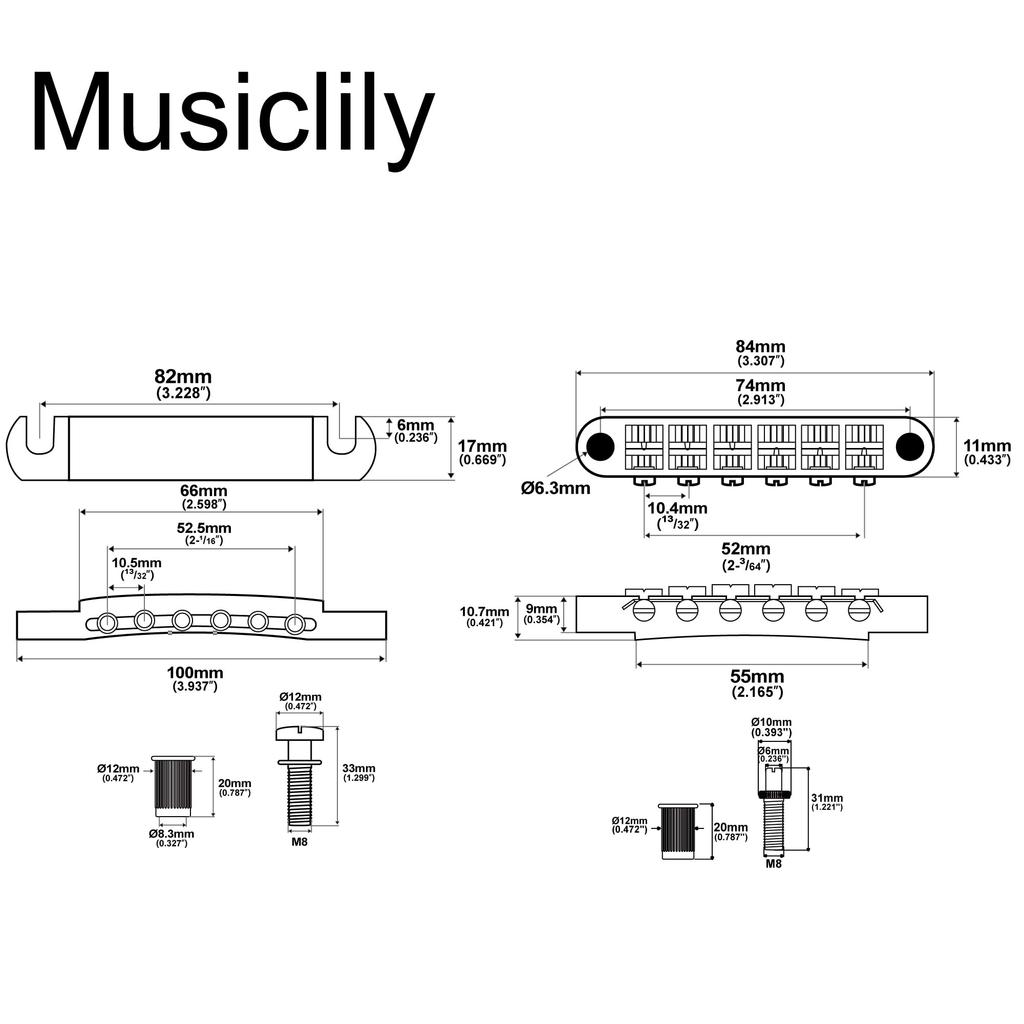Musiclily Guitar Bridge and Stop Tailpiece Set for Les Paul SG Electric Gold ABR-1 Tune-O-Matic Guitar,