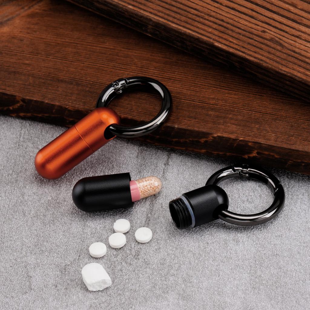 Aluminum Alloy Waterproof Bunker Portable Small Pill Box Sealed Keyring Mini Carry-On First Aid Pill Bottle