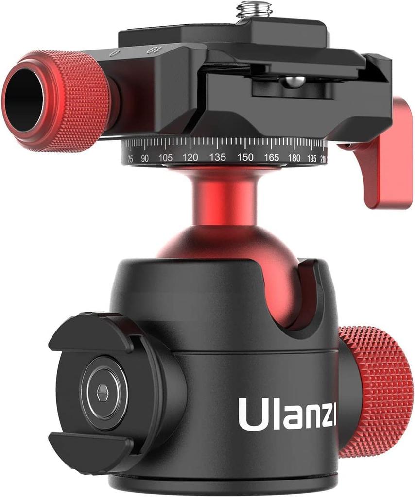 Ulanzi Ball Head with Hot Shoe and Mounting Screws U-70 Arca-Swiss Bracket, 360° Rotation, Aluminum, Arca-Swiss Plate, 1/4" 3/8"