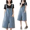 Denim Loose Solid Color Short Denim Wide Leg Summer with Pockets [Mohokyo] Women's Shorts, Fit, Overalls, Jeans, Pants, 5/8 Length, Pants, Casual,