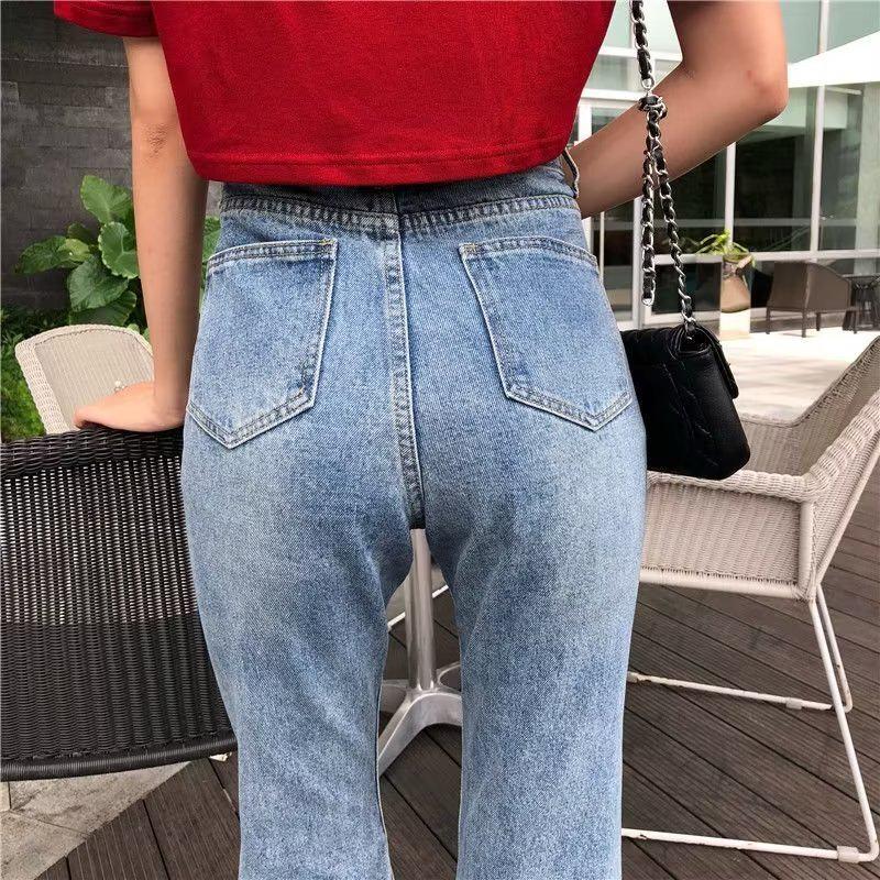 Retro Hong Kong Style High-Waisted Flared Denim Pants - Women's Slim Fit for Spring & Autumn