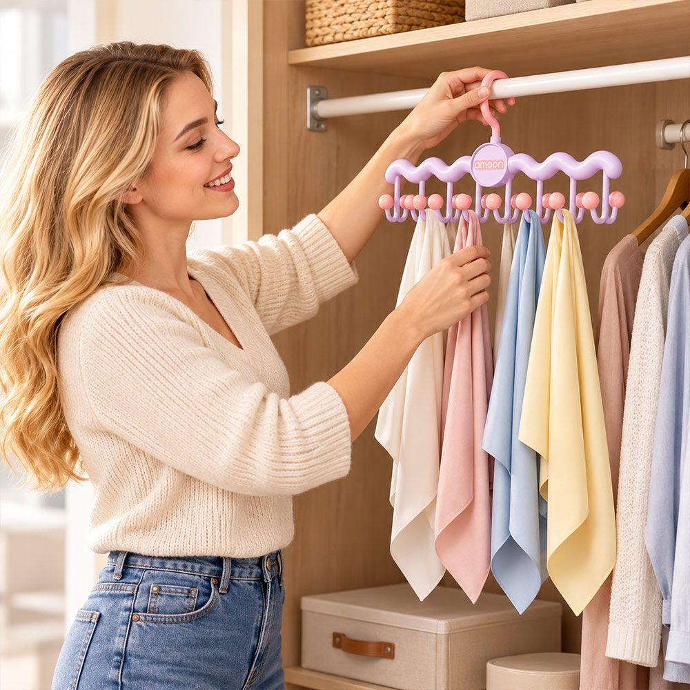 Foldable Wall Hook Rack Double-Row Hooks Rotating Hanger Organizer New Hanger Rack Lingerie