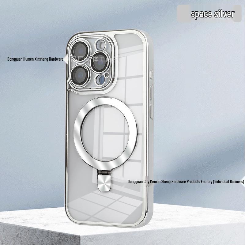Apple Pro Max 17 Invisible Stand Magnetic Protective Phone Case with Electroplated Lens and Full Coverage Dustproof Shield.