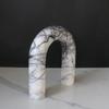 Natural Marble Sculpture Geometric Arch Semicircular Arch Ornament Yellow Cave Stone Decorative Figurines Living Room Decoration