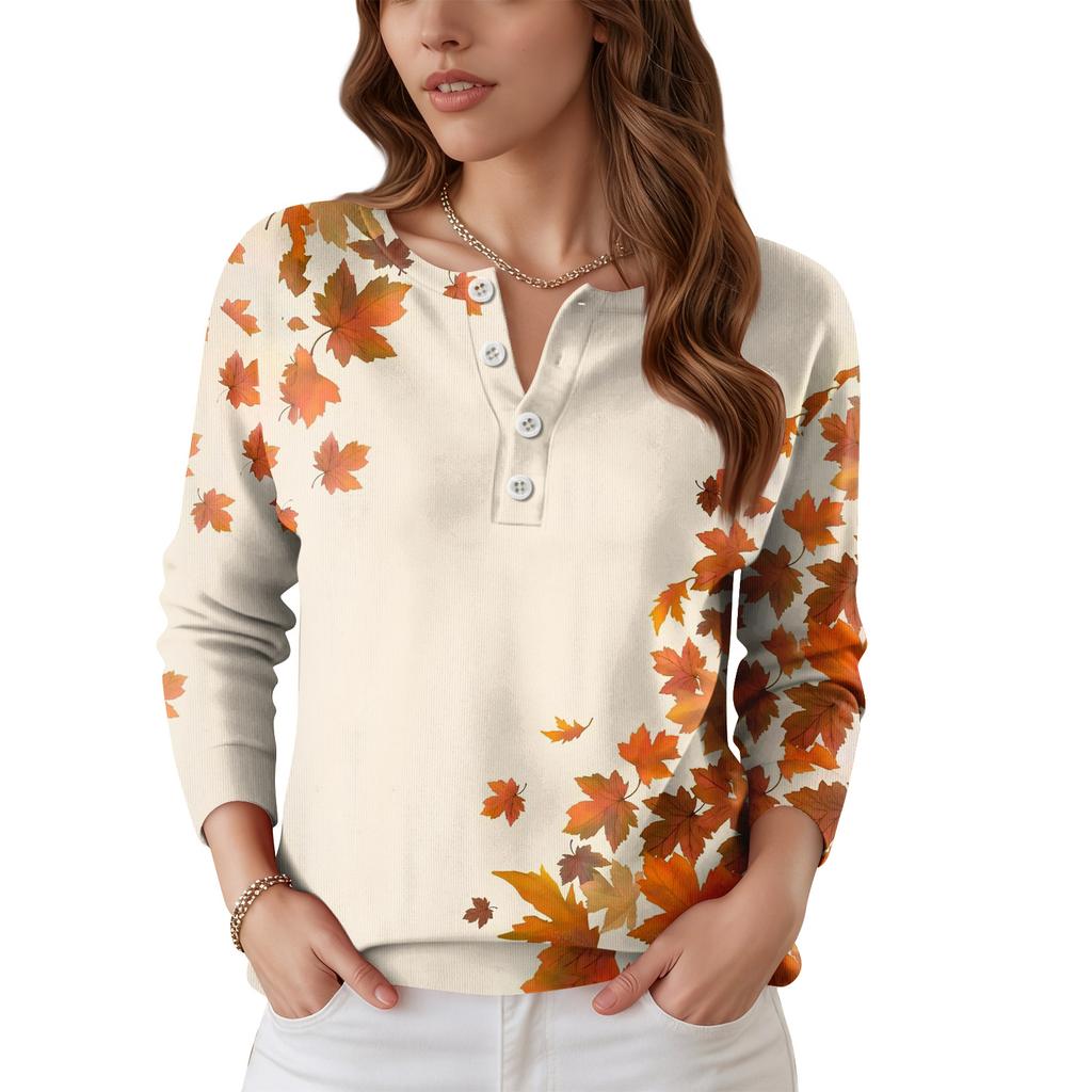 Women's Fashion Long Sleeve Plaid Geometric Print Top Elegant Casual Top