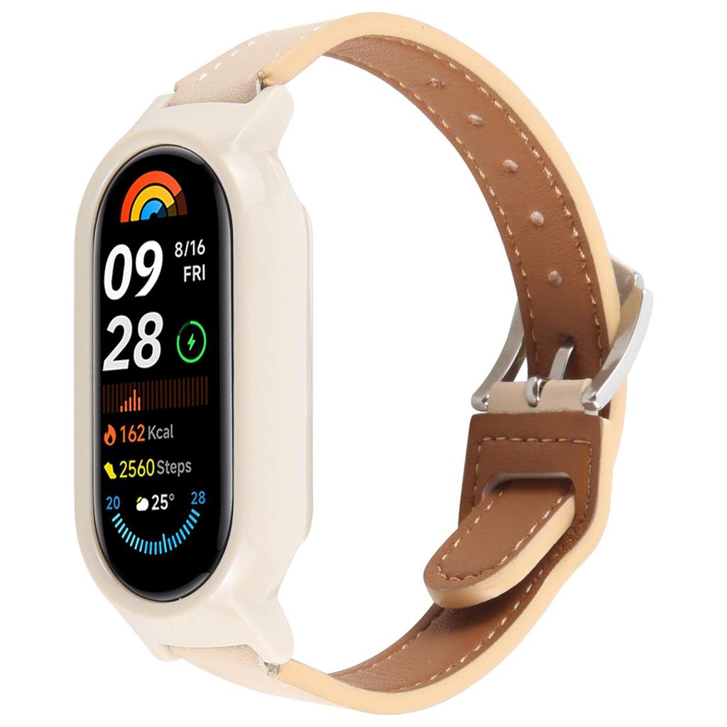 For Xiaomi Smart Band 8 PC Watch Case Integrated Ultra Fiber Leather Quick Release Watch Strap