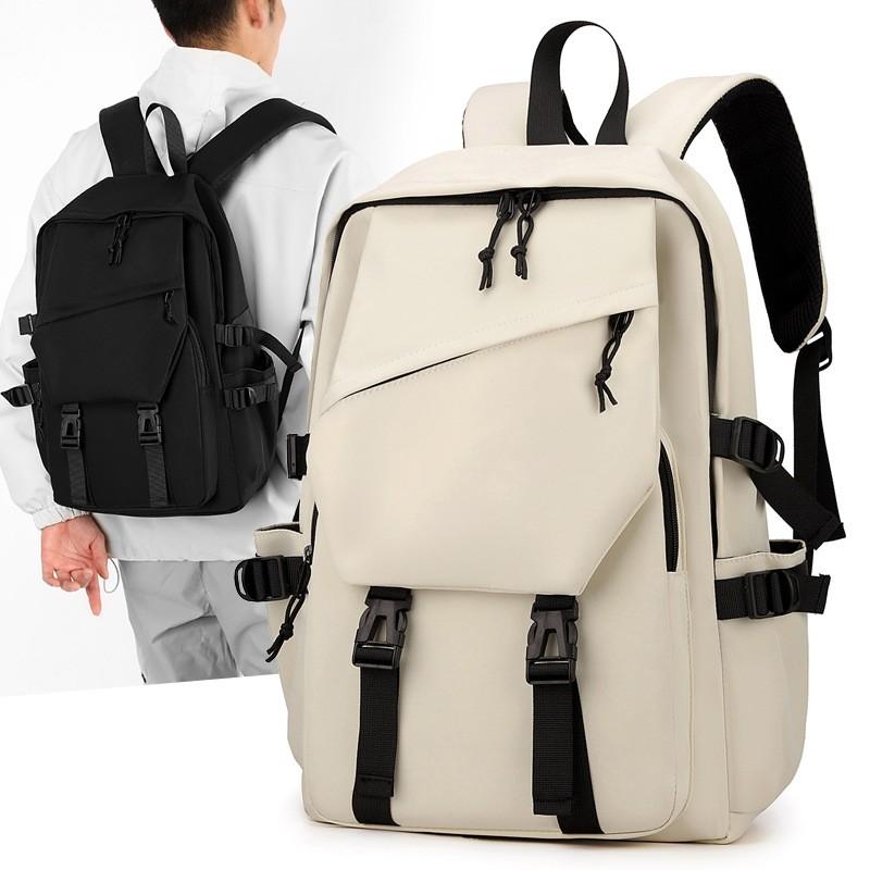One 15 Inch Polyester Waterproof Solid Color Simple Men's Backpack Fashion Couple Student Computer Backpack