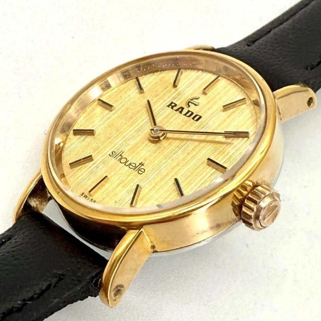 Used A015 [Antique/Extremely Good Condition] RADO Hand-wound Mechanical Gold Color Round Case Ladies Watch