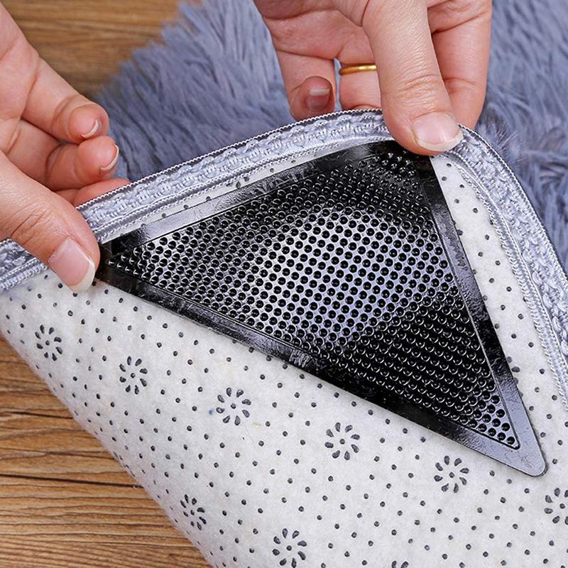 4PCS Mat Grippers Non-Slip Rubber Sticker for Tile Hardwood Floors