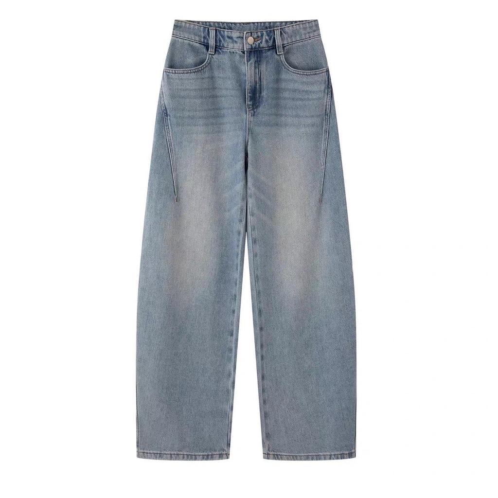 Spring 2026 Women's Versatile Slimming Wide-Leg Jeans - Curved-Leg Style BR321109