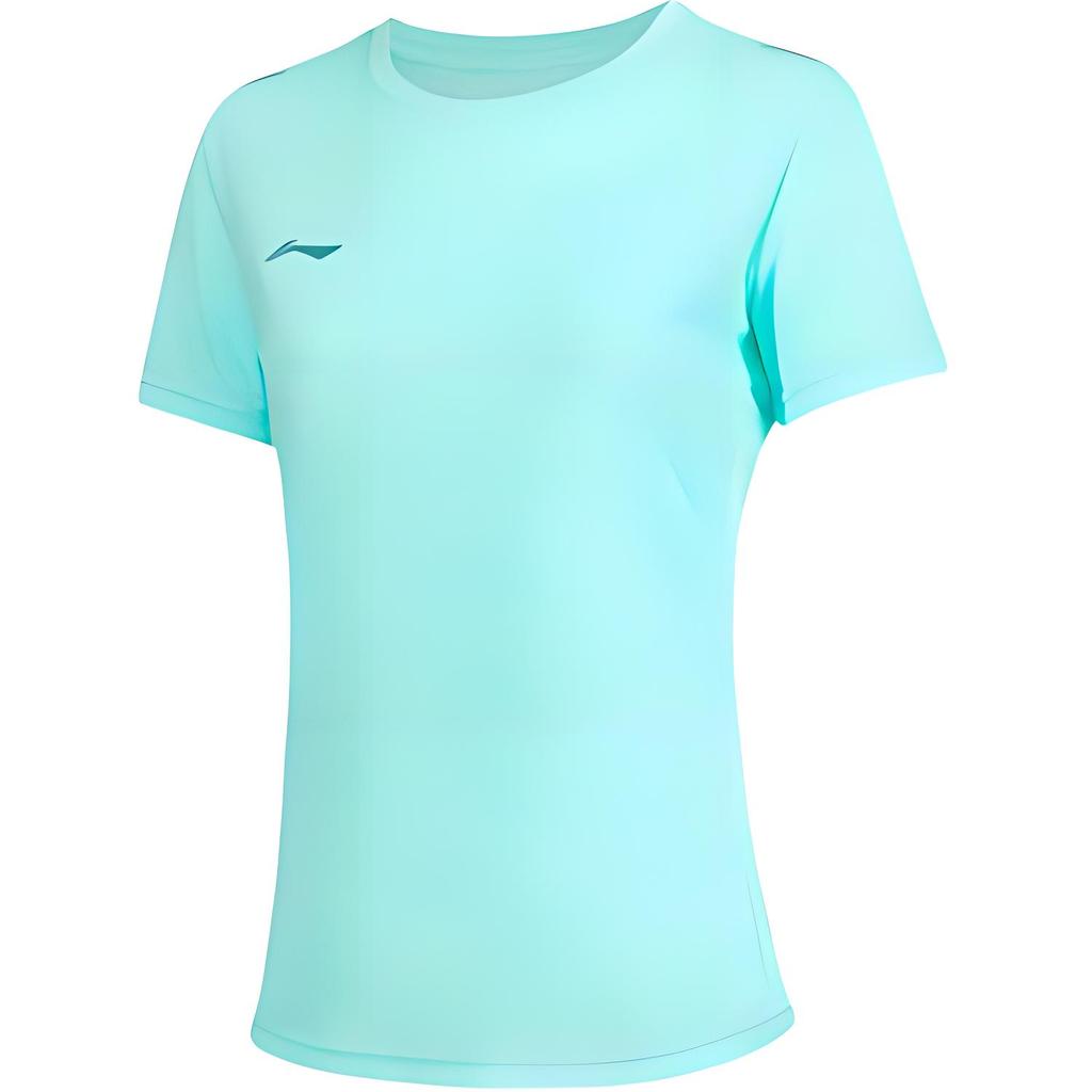 Li Ning Running Series Solid Color Round Neck Comfortable Breathable Versatile Short Sleeve T-Shirt Women T-Shirts Light-Blue ATST432-8