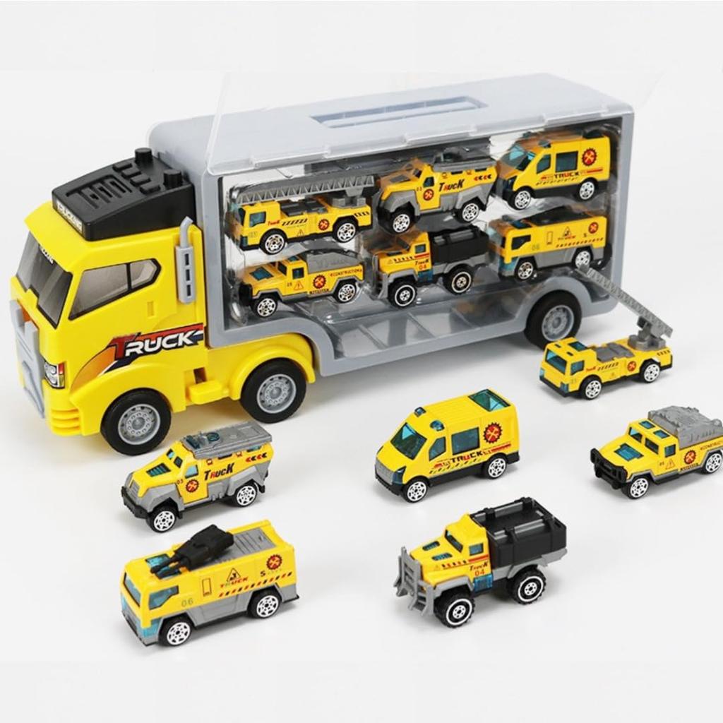 TRESTREE Fire Truck Miniature Educational Tow Working Crawling Kids Gift Toy, Car, Toy, Truck, Vehicle, Toy, (Yellow)