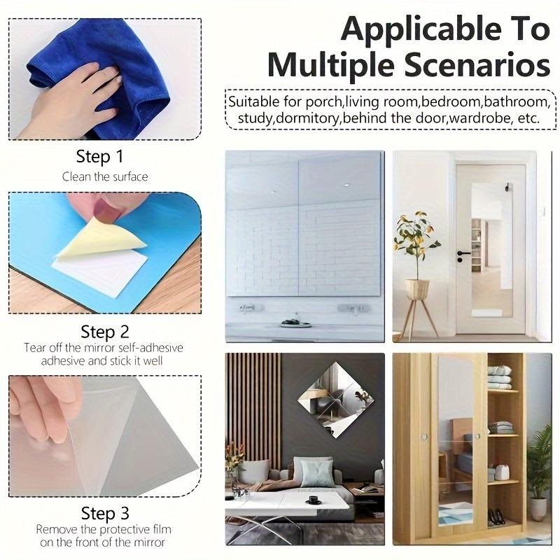 1/2PCS Acrylic Mirror Set - Shatterproof, Polished Wall Decor for Home Gym, Bedroom & Bathroom, makeup mirror