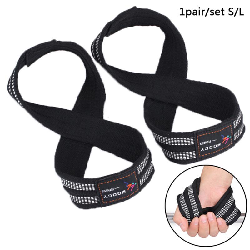 1Pair Figure 8 Straps For Deadlift Weight Lifting Shrugs Heavy Duty Grip Band
