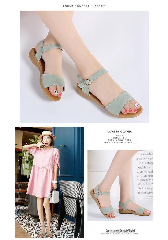 Women's Korean Style Wedge Sandals - Genuine Leather, Non-slip, Suede High Heel Platform, Fashionable Summer Footwear