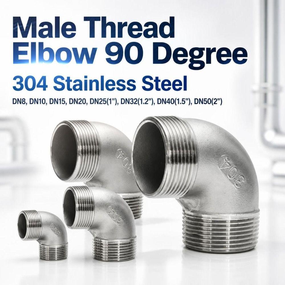 Threaded 90 Degree Pipe Elbow DN8-50 Stainless Steel Pipe Fitting Male Thread Elbow Pipeline