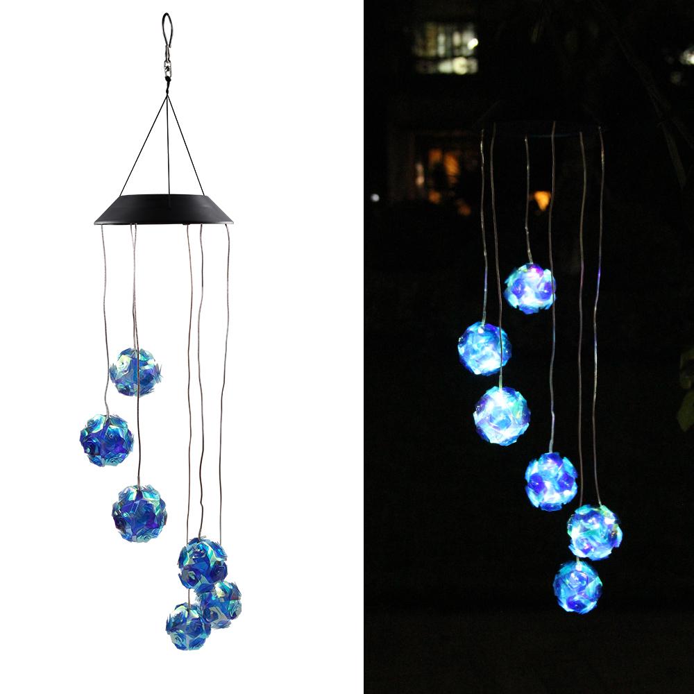 Solar Laser Wind Chime Lights Solar Powered Disco Ball Lamp Landscape Courtyard Lights Waterproof Outdoor Decorative Lamp