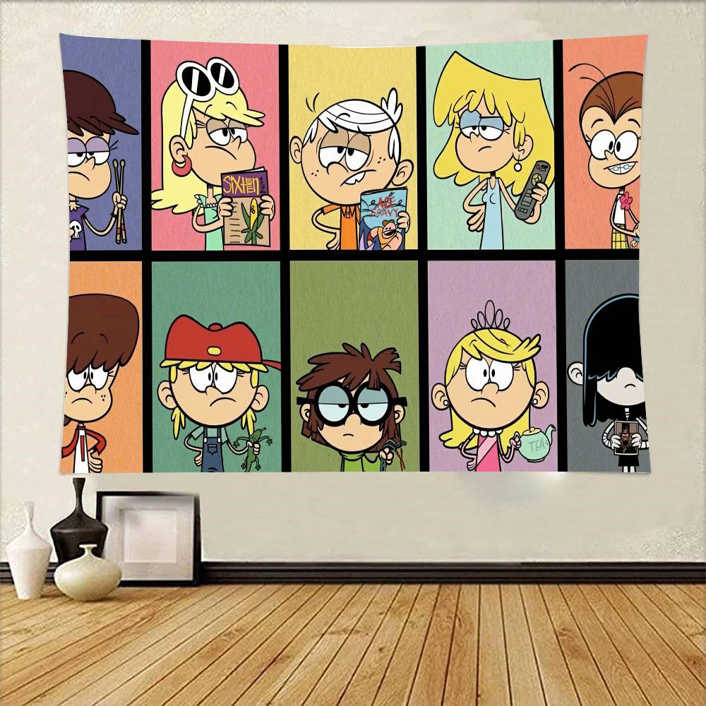 The LLoud Cartoon House Tapestry Wall Hanging Printed Polyester Tapestry INS Decoration Wall Decor