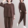 Plus Size Women's Spring/Autumn Casual Solid Color Two-Piece Sportswear Set for Middle-Aged Mothers
