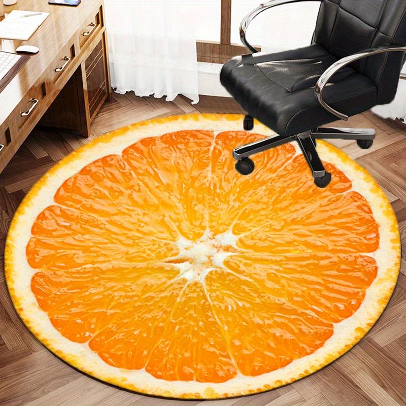 Lemon Orange Round Rug Nonslip Area Rug Office Chair Mat Carpet For Living Room Bedroom Home Decor