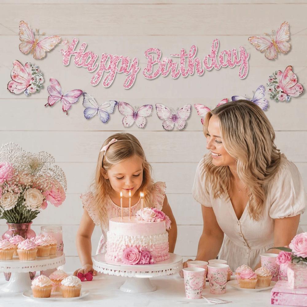 Cartoon Happy Birthday Banner Multicolor Wall Hanging Banner Birthday Party
