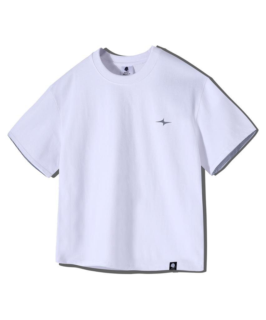 GHOST REPUBLIC Crop Stripe Color Block Roll-Up Short Sleeve T-Shirt Gt-392_White
