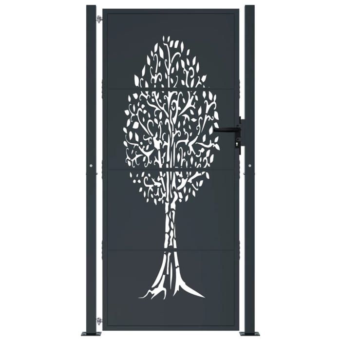 VidaXL Garden Gate, Patio Gate, Security Barrier, Outdoor Door Terrace, Anthracite 105x205cm Steel 153159