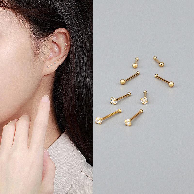 Beixi S999 Sterling Silver Women s Simple Ear Cartilage Stud Earrings 6mm
