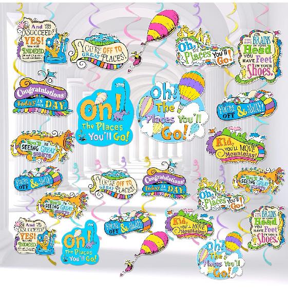Oh The Places You ll Go Decorations Graduation Decorations Oh The Places You ll Go Hanging Swirl Decorations Baby Shower Decorations Kindergarten