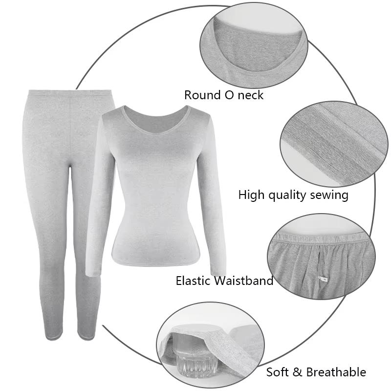 Seamless Warm Thermal Underwear Set 2 Piece Long John Top and Pant Womens Winter Autumn Under Layer Clothes