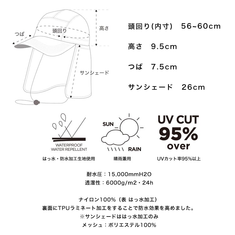 Kiu Sunshade Jet Cap UV Suitable for All Chin Sun Heatstroke and 2ND, Waterproof, Water-Repellent, Breathable, Protection, Weather, Strap, Protection,