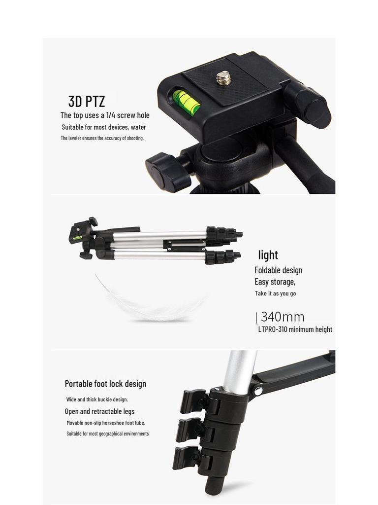 Compact Camera Tripod & Mobile Phone Holder for Selfie, Live Streaming, and Photography