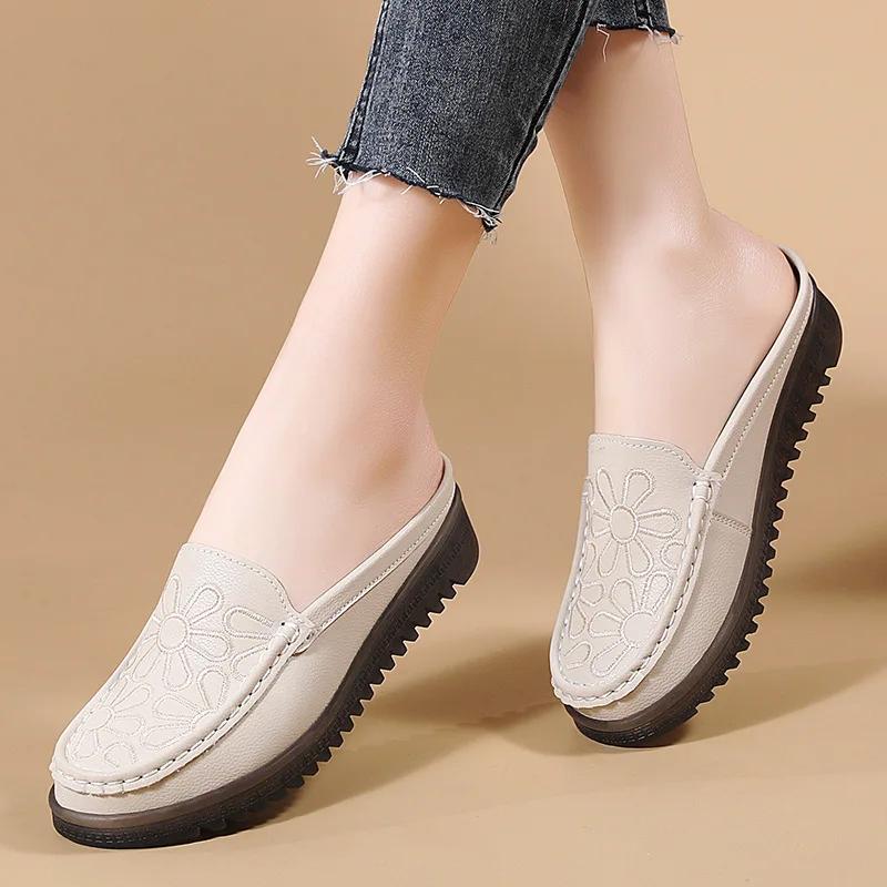 Women Slippers  Spring New Casual Half-slip Shoes Ladies Slip on Closed Toe Sandals Zapatos De Mujer Women's Slingback Shoes