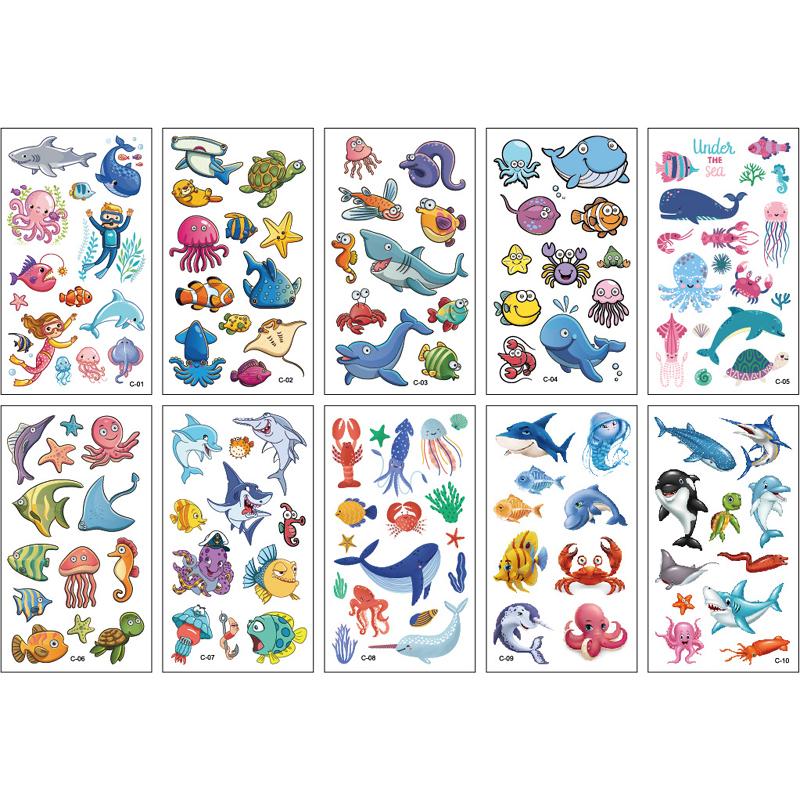 10 Sheets/Set Animal Dinosaur Space Watch Children's Tattoo Stickers Face Arm Body Waterproof Temporary Tattoo for Kids Gift