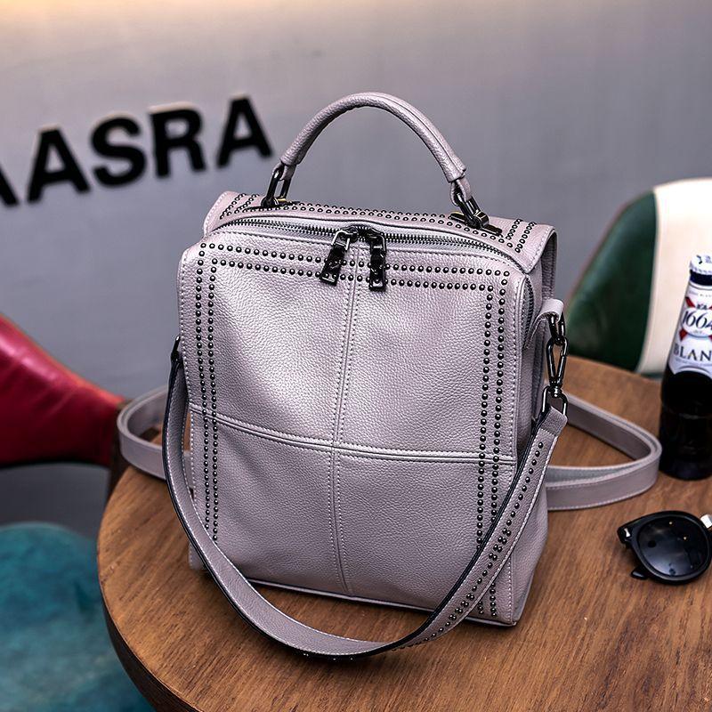

New Fashion Bag Women s Genuine Leather Shoulder Bag Travel Bag Korean Edition Crossbody Bag Versatile Leather Handbag сірий колір