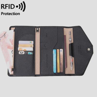 Xiangyin RFID útlevéltartó: Háromhajtogatós bőr utazási pénztárca személyi igazolvány- és kártyatartókkal