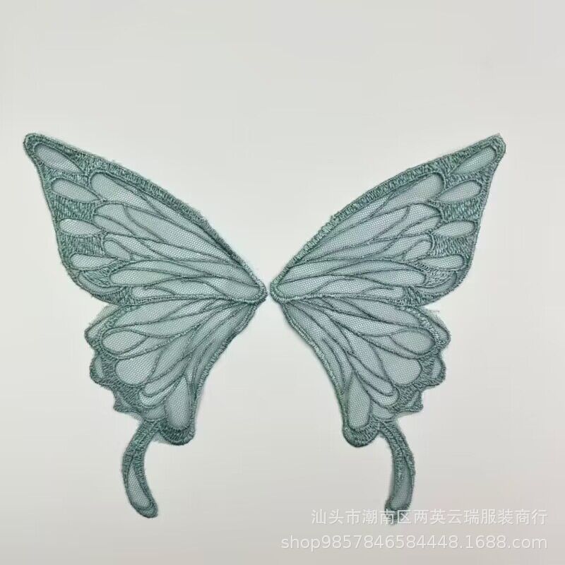 Large Water-Soluble Lace Embroidery Butterfly Pair, Back Flower, Applique Lace Diy Butterfly Cloth Sticker Collar Flower Accessories