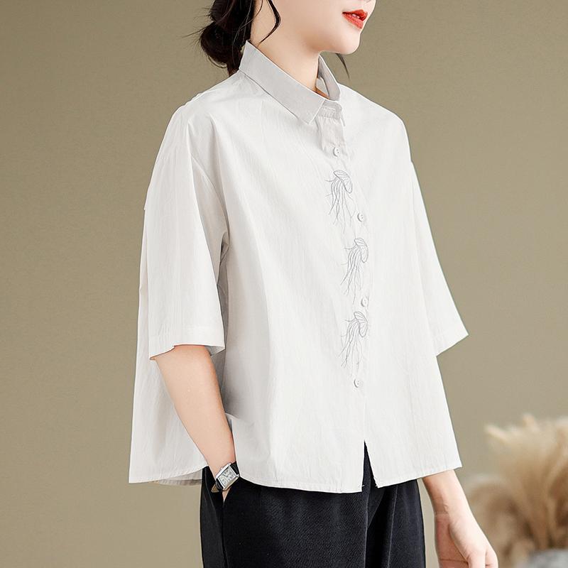 DIMANAF Summer 2026 Women Plus Size New Blouse Shirt Short Sleeve Casual Loose Lady Tops Shirts Cotton Print