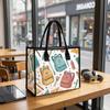 Cute School Pattern Tote Bag Casual Daily Use Handbag Lightweight Portable Shopping Shoulder Bag for Students Teachers